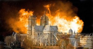 Notre Dame flames
